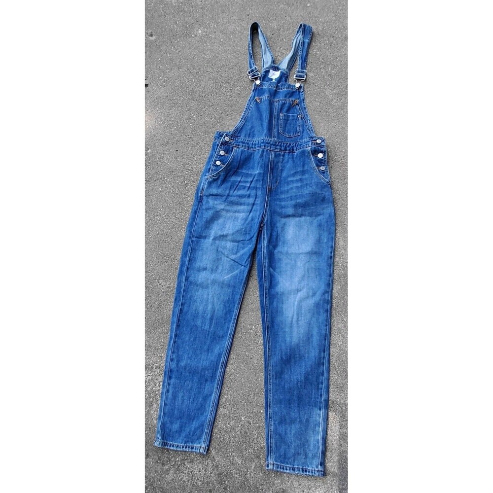 TNR Jeans Los Angeles Overalls Womens S Blue Cotton Denim Straight Leg Pockets